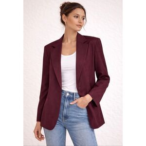 Addicted Bespoken Cornella Women’s Blazer Size 8 Burgundy Tailored Open Slit Cuf